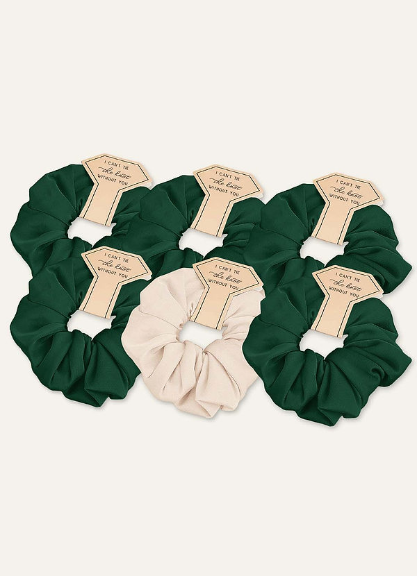front Matching Color Six-Piece Mixed Color Bridesmaid Stretch Satin Regular Size Scrunchie Set