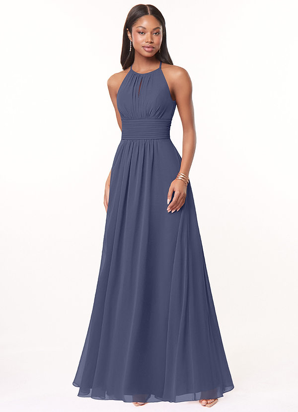 Azazie Bonnie Bridesmaid Dresses Stormy A-Line Keyhole Ruched Chiffon Dress image1