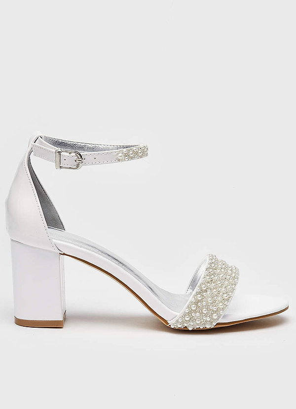front Crystal and pearl Block Heels