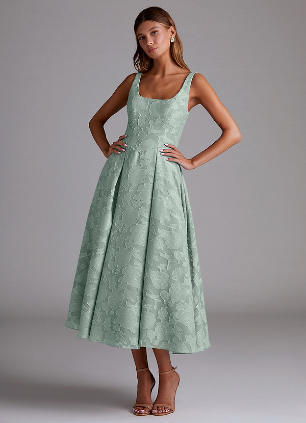 Amalie Bridesmaid Dresses Agave A-Line Pleated Floral Burnout Dress image1
