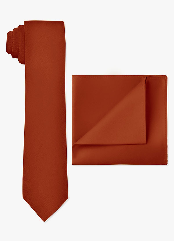 front MATTE SATIN SKINNY TIE AND POCKET SQUARE SET