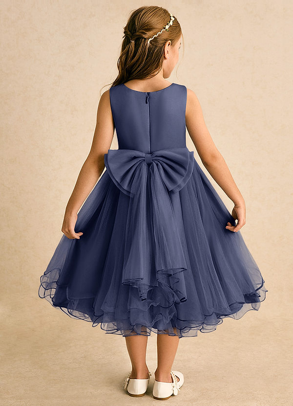 Azazie Lass Flower Girl Dresses Stormy A-Line Bow Tulle Dress image1