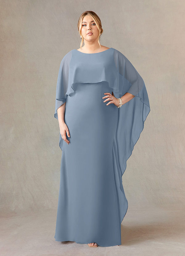 Azazie Dion Mother of the Brides Dresses Dusty Blue Sheath Scoop Stretch Crepe Dress image1