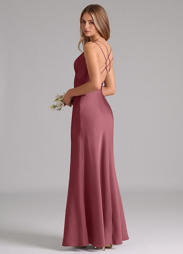 Azazie Suttona Brudtärneklänningar Klä av A-Linje i Stretch Satin Plisserad Desert Rose image1