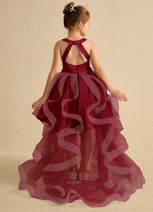 Azazie Julietta Flower Girl Dresses Burgundy Ball-Gown Convertible Tulle Dress image1