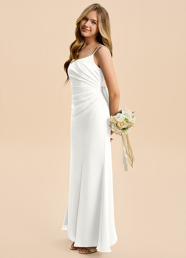 Azazie Amelia Junior White Mermaid Pleated Chiffon Dress image1
