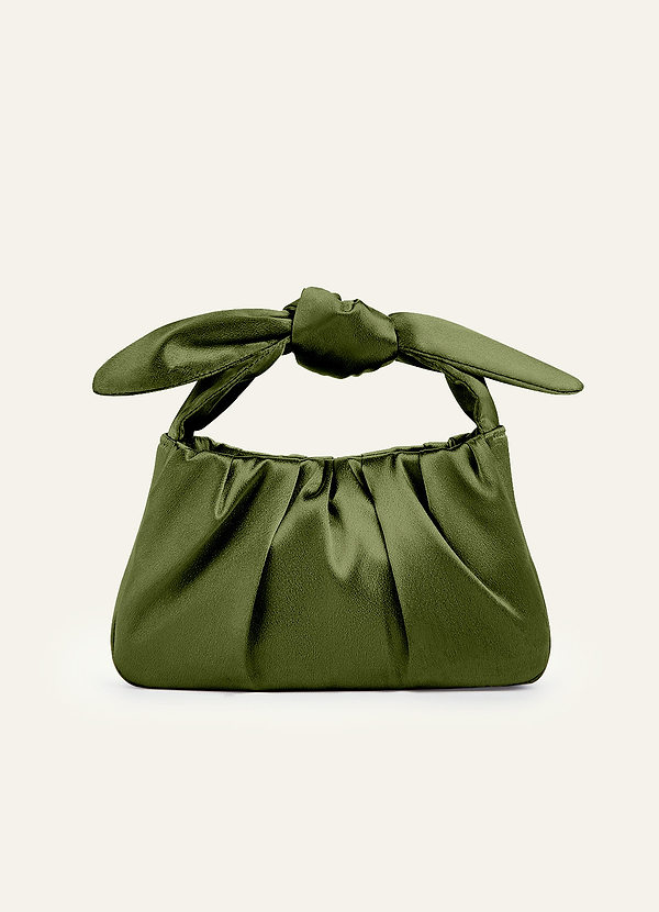 front Borsa a mano con manico annodato in raso metallizzato in tinta