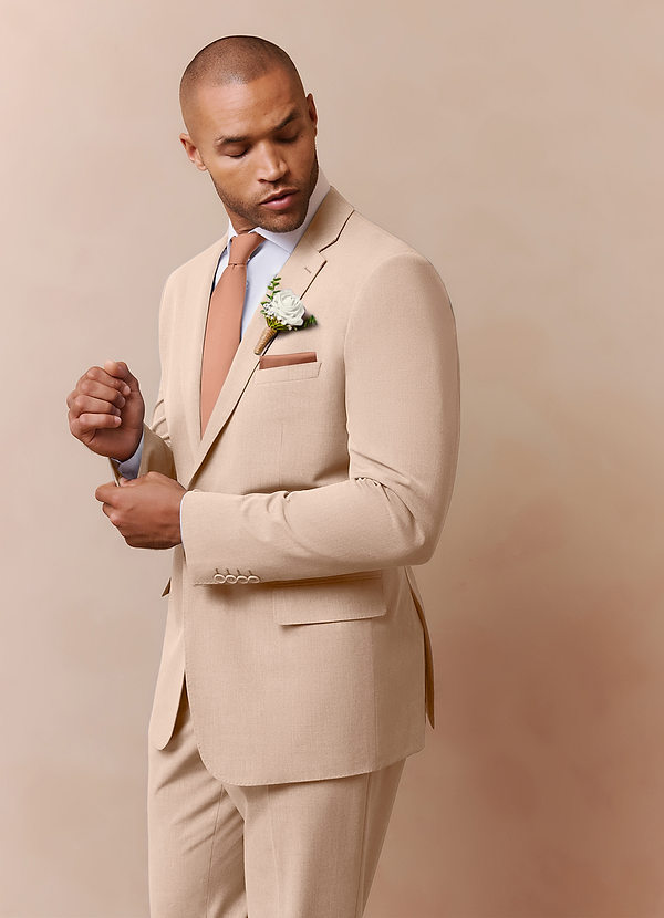 front Savile Tan Wool Blend Suit Jacket