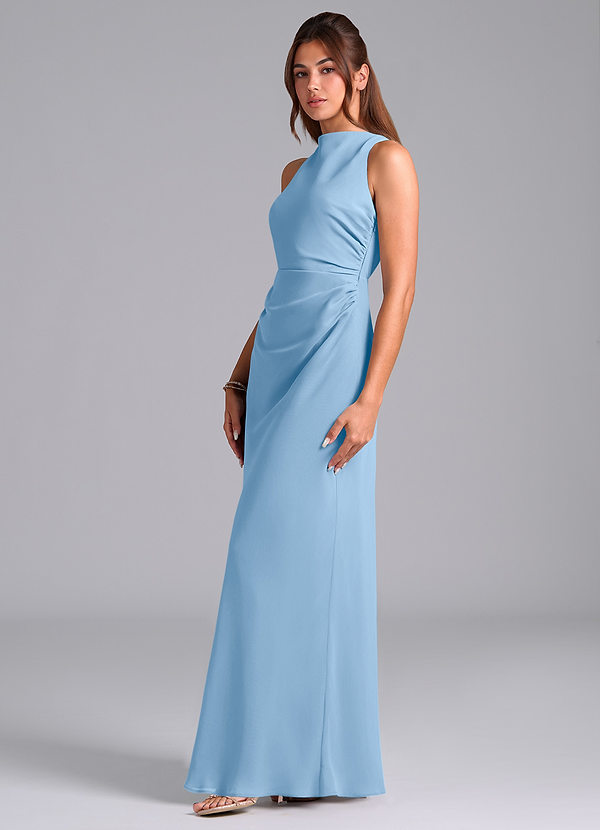 Azazie Evadne Suknie dla druhen Osłona Pofałdowany Szyfon Do ziemi Sukienka image1