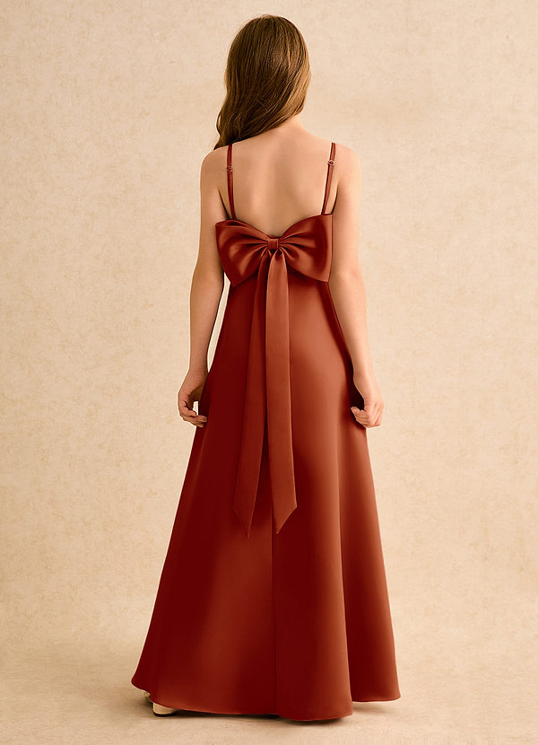 Azazie Joella Junior Formal Klänningar för brudeflicka Klä A-Line i Matt satäng Plisserad image1