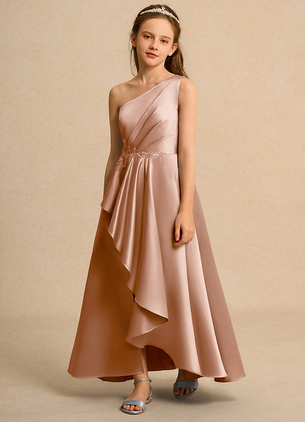 Azazie Taffy Junior Formal Klänningar för brudeflicka Klä A-Line i Matt satäng Spets image1