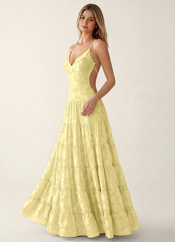 Rioyabella Citronsorbet Jacquard öppen rygg bröllopsgäst image1