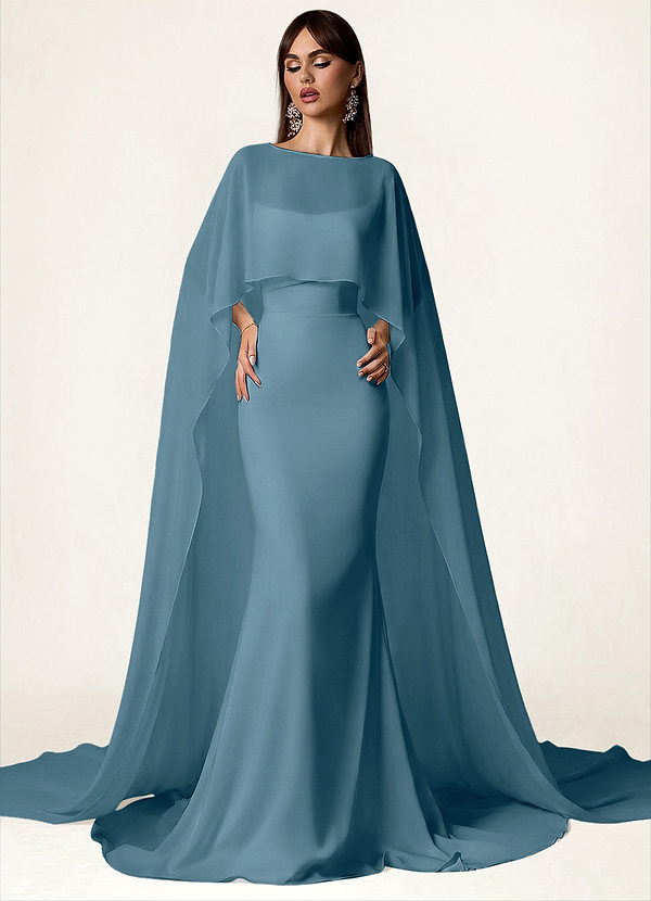 front Azazie Chiffon cape in bijpassende kleur