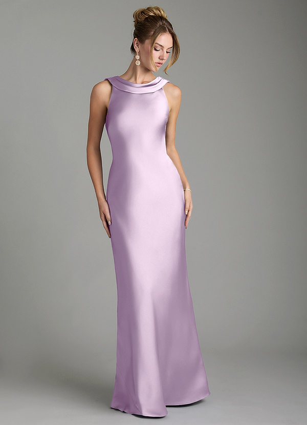 Azazie Aussie Robes de demoiselle d'honneur Robe Fourreau en Satin extensible Plissée Frostiges Flieder image1