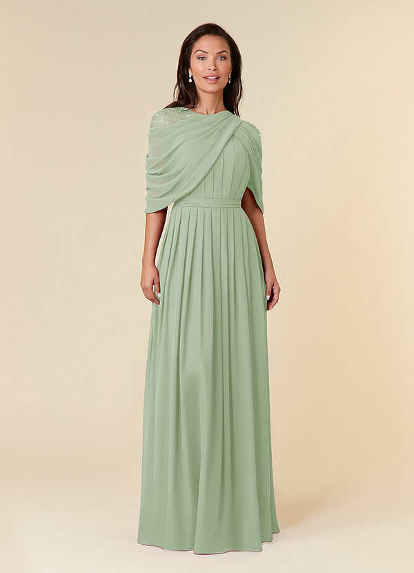 Azazie Olena Mother of the Brides Dresses Dusty Sage A-Line Sequins Chiffon Dress image1