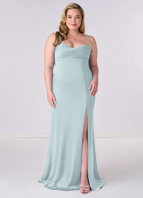 Barbie ♥ Azazie Abiti da Damigella Abito Sirena in Raso Elasticizzato Corsetto Nebbia image1