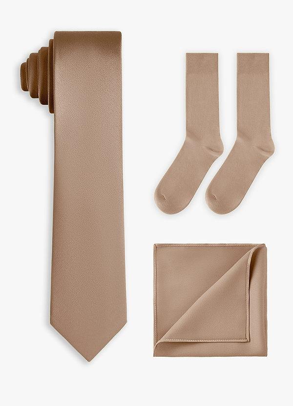 front Matching Stretch Satin Skinny Tie & Pocket Square & Socks Set