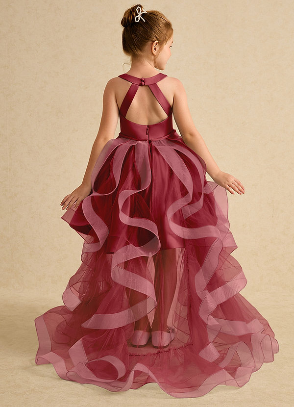 Azazie Julietta Blumenkinder Kleider Ballkleid Cabrio Tüll Kleid Granatapfelrot image1