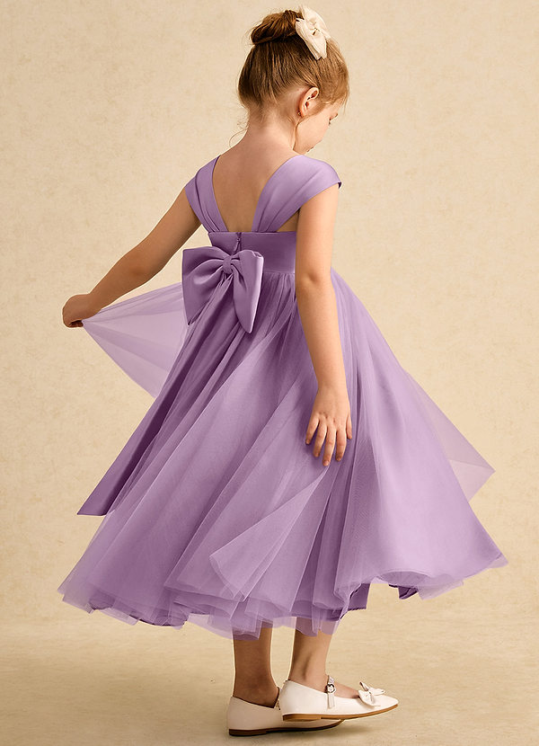 Azazie Chickadee Flower Girl Dresses Wisteria Ball-Gown Sweetheart Neckline Matte Satin Dress image1
