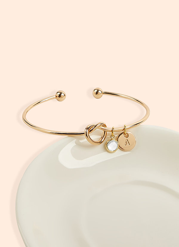 front Personalised Birthstone Letter Knot Bracelet
