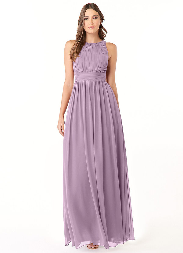 Azazie Luz Bridesmaid Dresses A-Line Lace Chiffon Floor-Length Dress image1