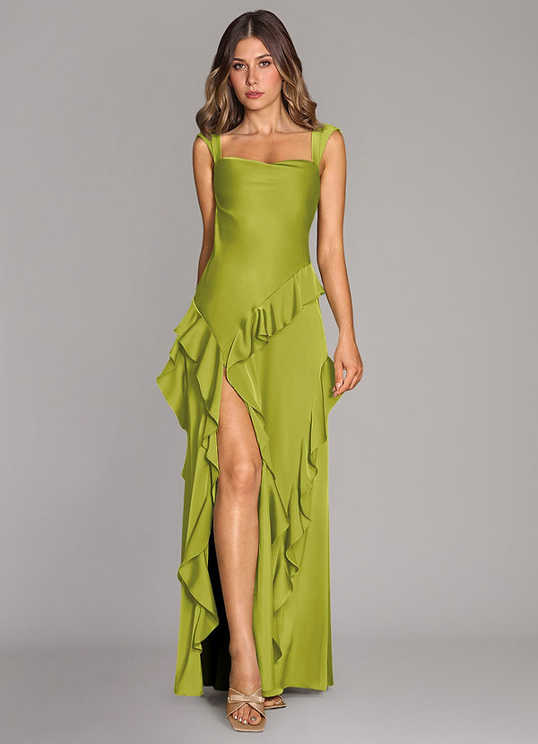 Azazie Sloane Bridesmaid Dresses Lemongrass A-Line Sweetheart Neckline Stretch Satin Dress image1