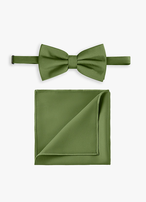 front Stretch Satin Bow Tie and Pocket Square Set