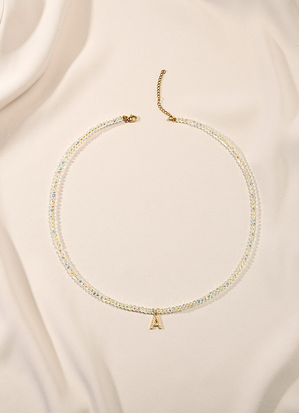 front Collana con perline di cristallo e lettere