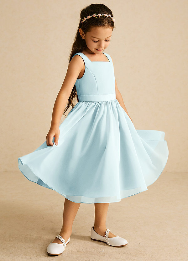 Azazie Ari Blumenkinder Kleider A-Linie ärmellos Chiffon Kleid Seegrün image1