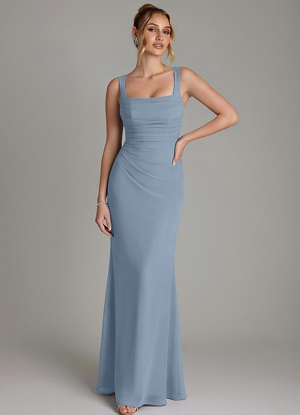 Agustina Bridesmaid Dresses Dusty Blue Mermaid Corset Chiffon Dress image1