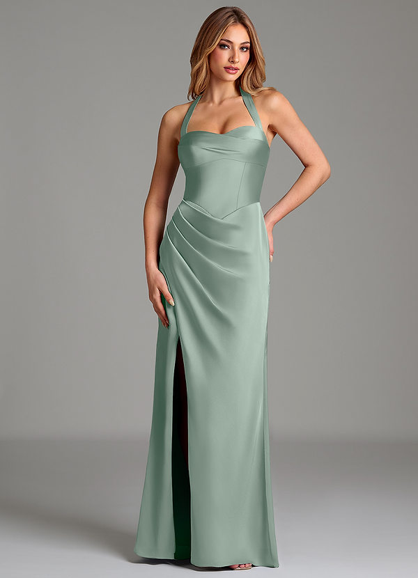 Azazie Serenity Bridesmaid Dresses Agave Mermaid Sweetheart Neckline Stretch Satin Dress image1