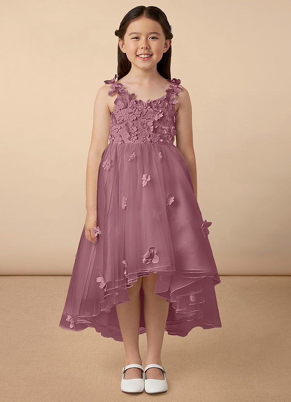 Azazie Ceres Flower Girl Dresses Vintage Mauve Ball-Gown Lace Tulle Dress image1