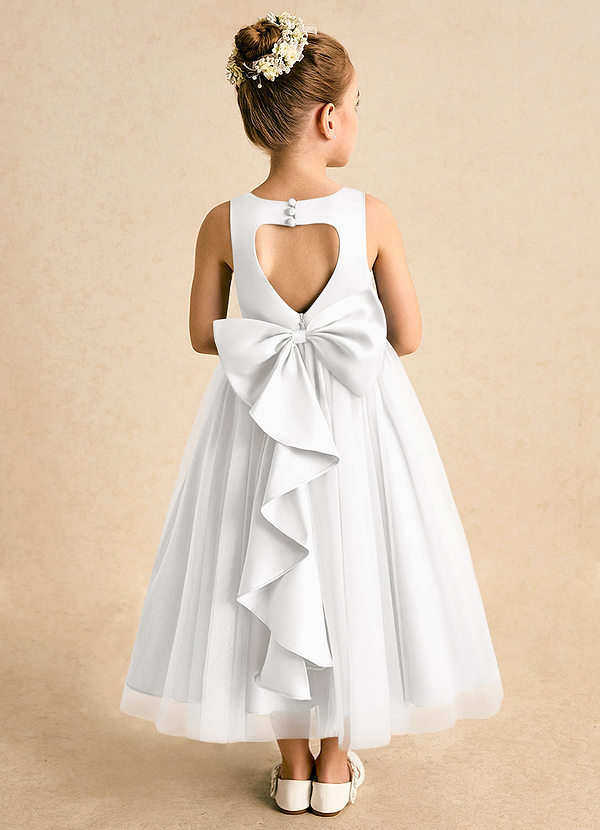 Azazie Solia Robes de Fillette d'Honneur Robe Princesse en Tulle Arc Blanc image1