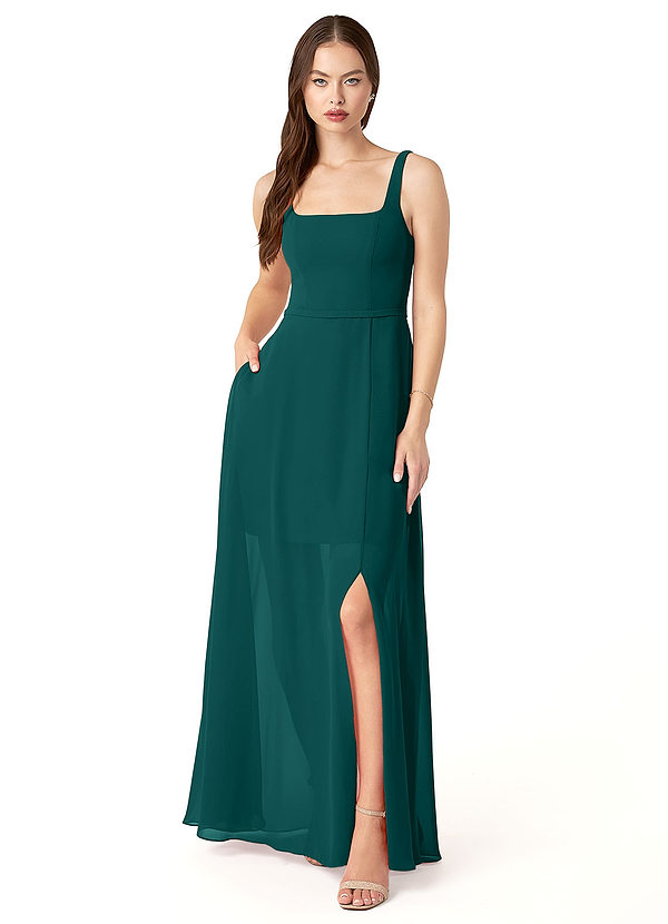 Azazie Renee Bridesmaid Dresses A-Line Chiffon Floor-Length Dress with Pockets image1