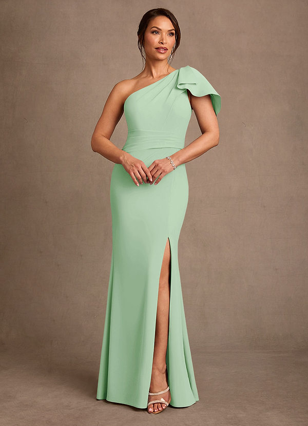 Azazie Haddie Šaty pre matky neviest Plášť Jedno rameno Strečový krep Dĺžka podlahy Šaty image1