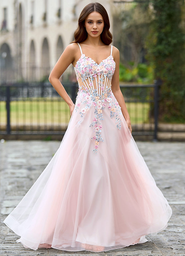 Juniper Blushing Pink A-Line Prom Dress image1