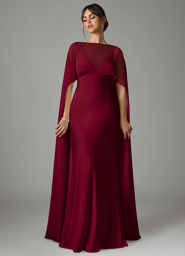 Azazie Stefania Vestidos Dama de Honor Vestido de Borgoña de Satén Elástico de Corte en A image1