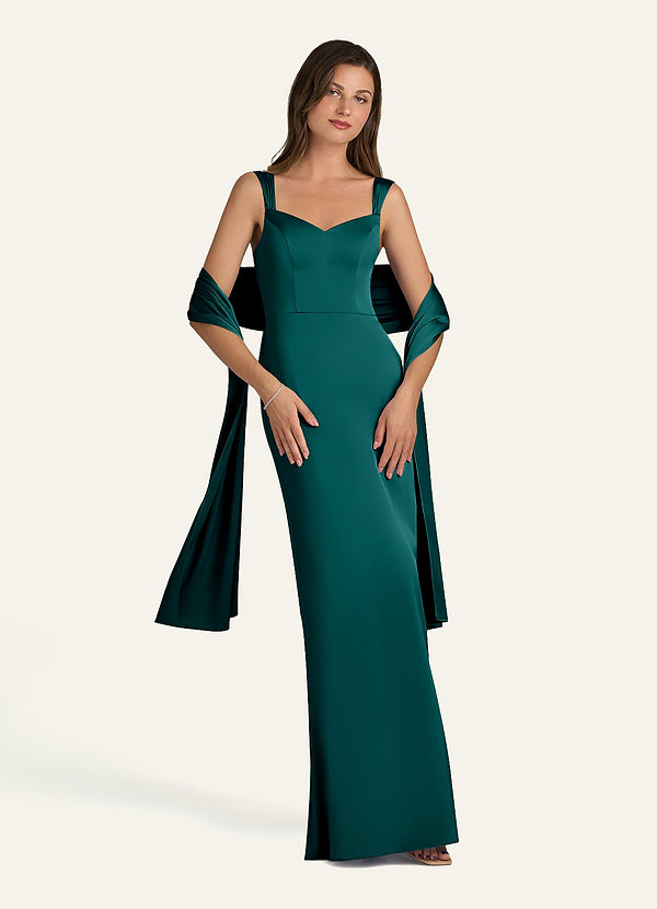 front Azazie Chal De Satén Elástico A Juego