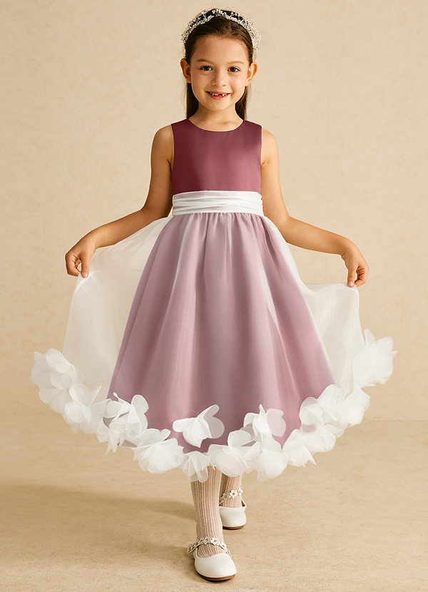 Azazie Stardust Blumenkinder Kleider A-Linie ärmellos Organza Kleid Amethyst image1