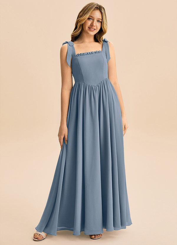 Azazie Delia Junior Abito A-Line in Chiffon Fiocco Crepuscolo image1