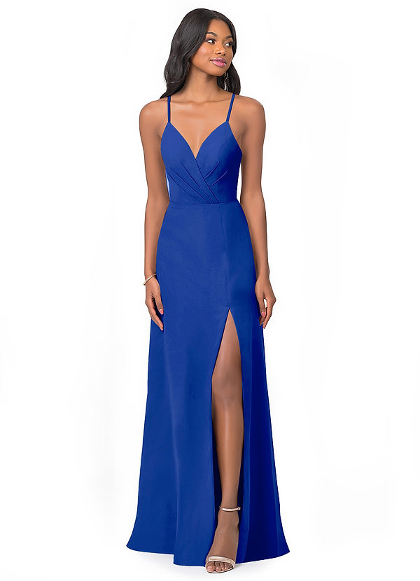 Azazie Everleigh Abiti da Damigella Abito A-Line in Chiffon con Scollo a Cuore a Pieghe Blu Reale image1