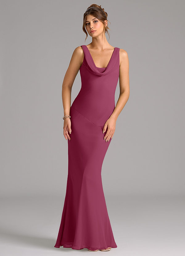 Azazie Rylina Bridesmaid Dresses Mulberry Mermaid Pleated Chiffon Dress image1