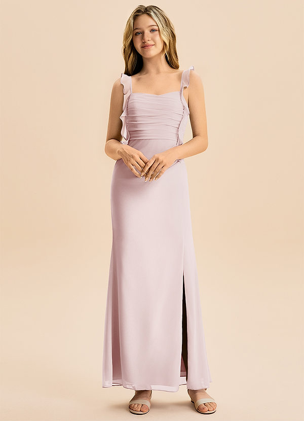 Azazie Jessamine Junior Blushing Pink Mermaid Sweetheart Neckline Chiffon Dress image1