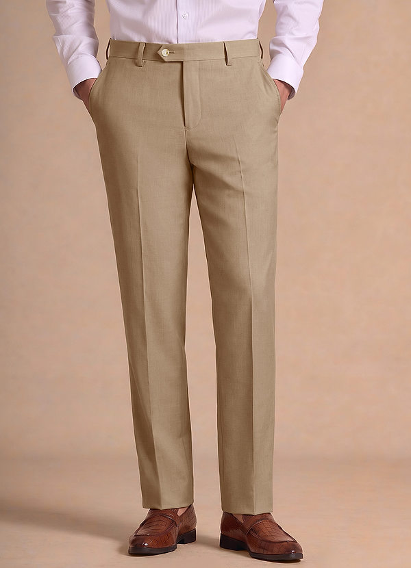 front Bennett Tan Wool Blend Suit Pants