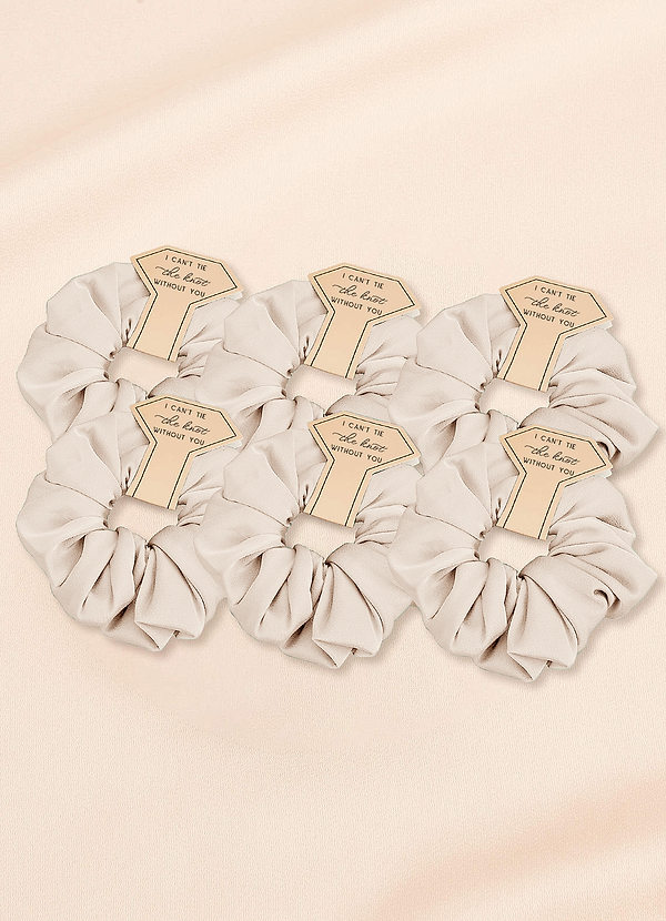 front Matching Color Six-Piece Bridesmaid Stretch Satin Over Size Scrunchie Set