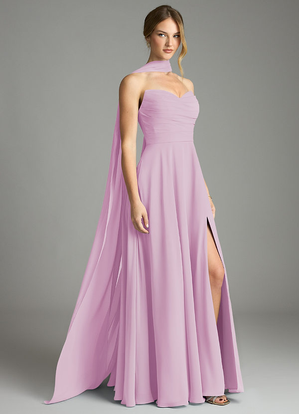 Azazie Ayla Abiti da Damigella Abito A-Line in Chiffon Scollo a Cuore Rosa Confetto image1