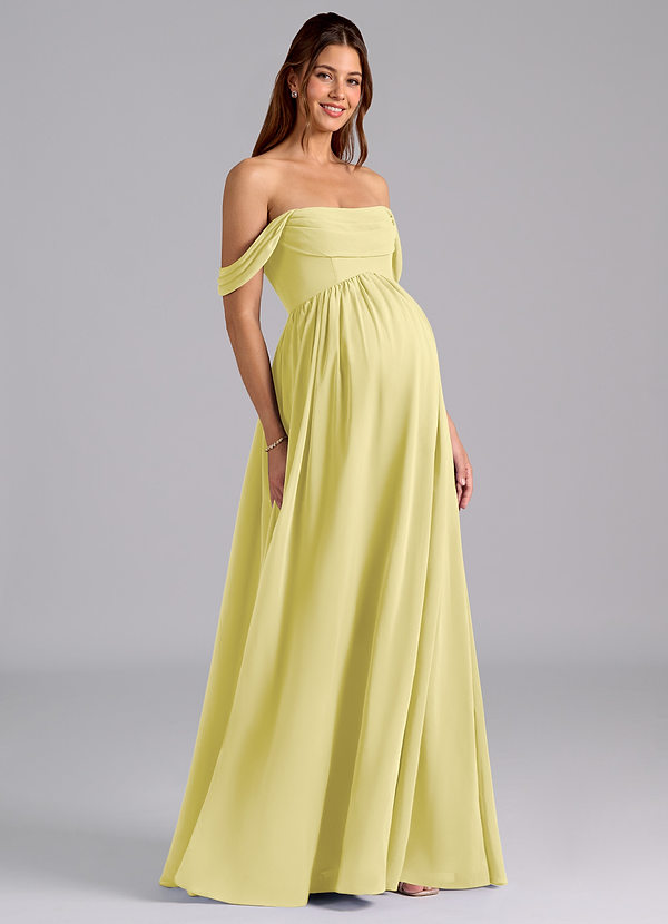 Azazie Saige Maternity Bridesmaid Dresses A-Line Pleated Chiffon Floor-Length Dress image1