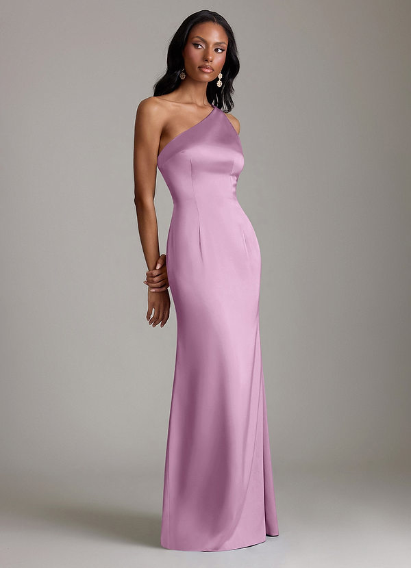 Azazie Voni Bridesmaid Dresses Wisteria Mermaid One Shoulder Stretch Satin Dress image1