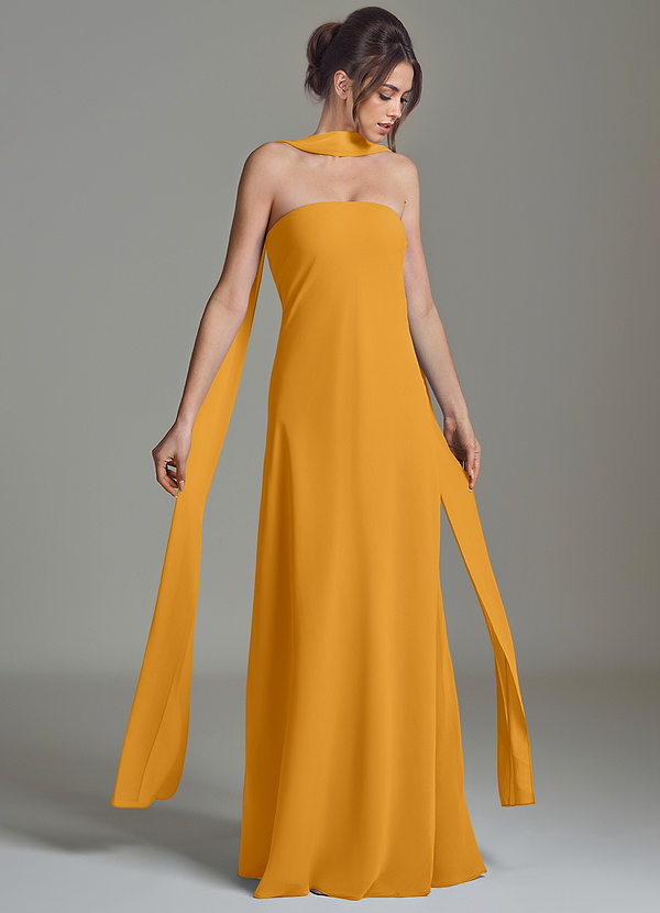 Azazie Ilana Bridesmaid Dresses Butterscotch A-Line Strapless Chiffon Dress image1