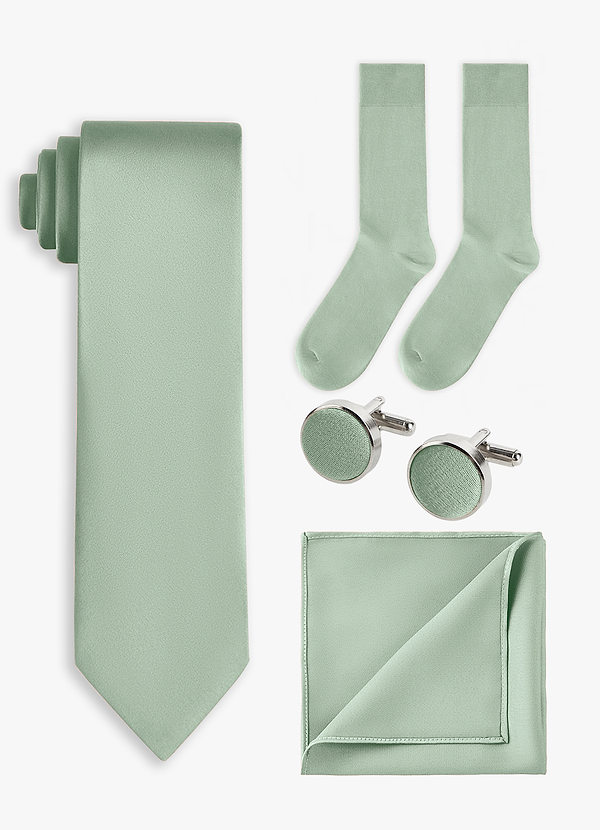 Matching color 4-Piece Stretch Satin Wide Tie Set front